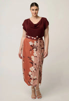 MARISOL COWL NECK CAP SLEEVE TOP in Rosewood from Oncewas