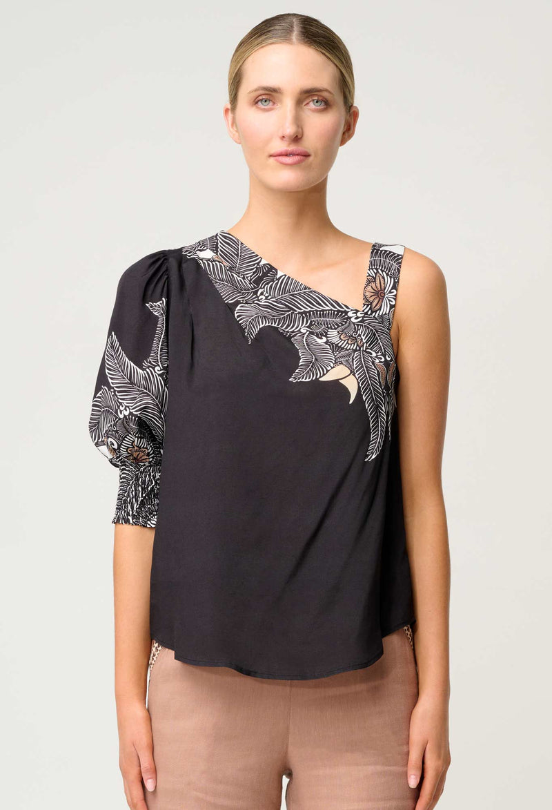 TAHANI ONE SLEEVE TOP | Onyx Casablanca