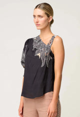 TAHANI ONE SLEEVE TOP | Onyx Casablanca