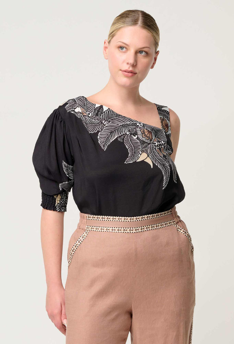 TAHANI ONE SLEEVE TOP | Onyx Casablanca