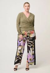 ASTER LYOCELL STRETCH WRAP TOP in Dusty Olive from Oncewas