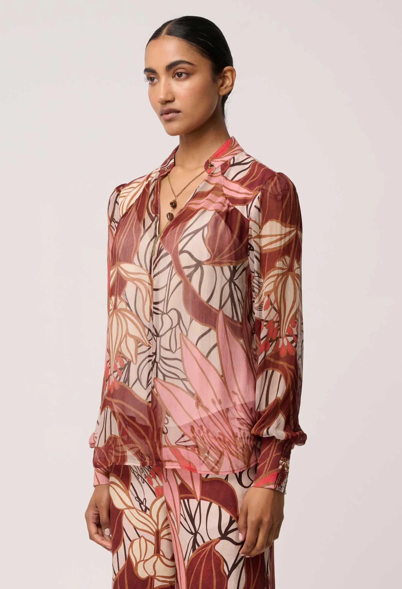 FREYA SHEER VISCOSE BLOUSE in Cathedral Botanic from OnceWas