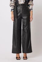 HALSTON LEATHER WIDE LEG PANT | Black - Darling & Domain