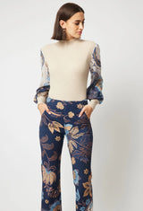 GETTY PONTE PANT in Lotus Flower from Oncewas