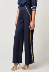 MUSTIQUE TENCEL EMBROIDERED PANT in Ink from Oncewas