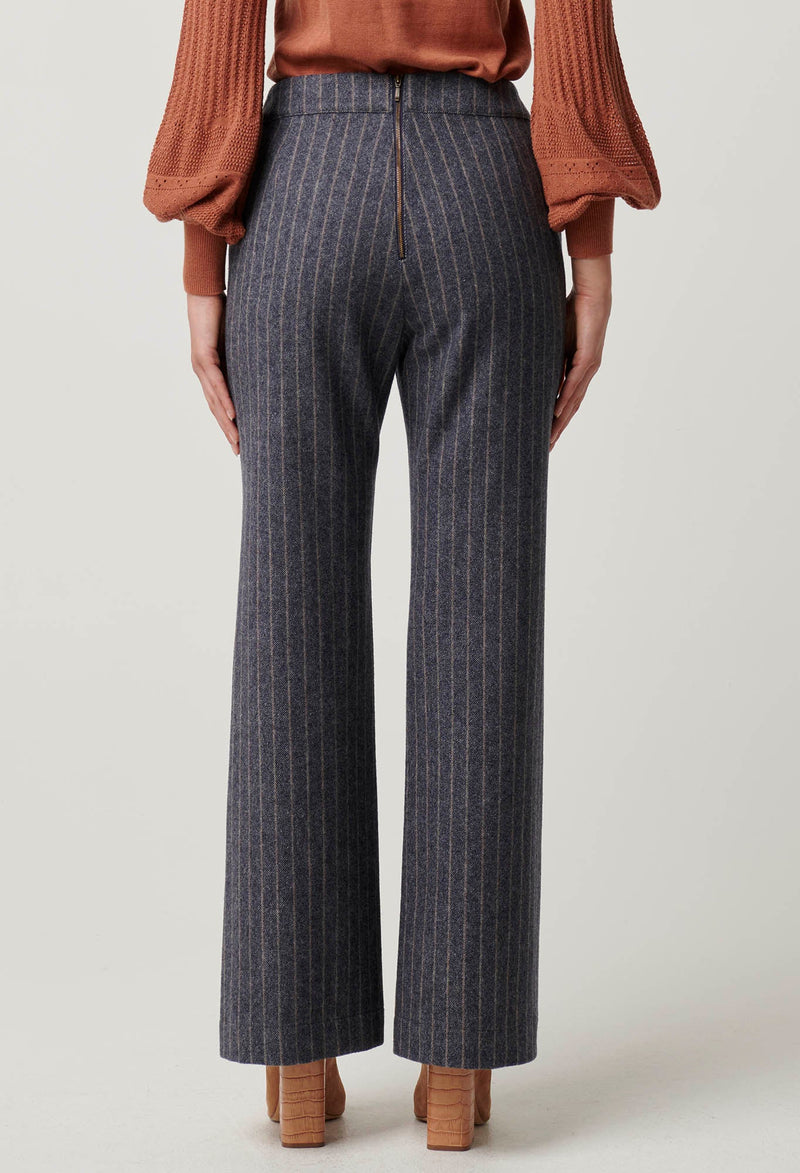 CORALINE CHEVRON STRIPE PONTE PANT in Bluestone Stripe from Oncewas