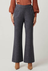 CORALINE CHEVRON STRIPE PONTE PANT in Bluestone Stripe from Oncewas