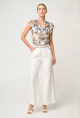 ZARA LINEN VISCOSE PANT in Ivory from Oncewas