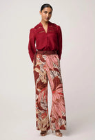 ADELE LINEN VISCOSE PRINTED PANT in Cathedral Botanic in Cloud from OnceWas