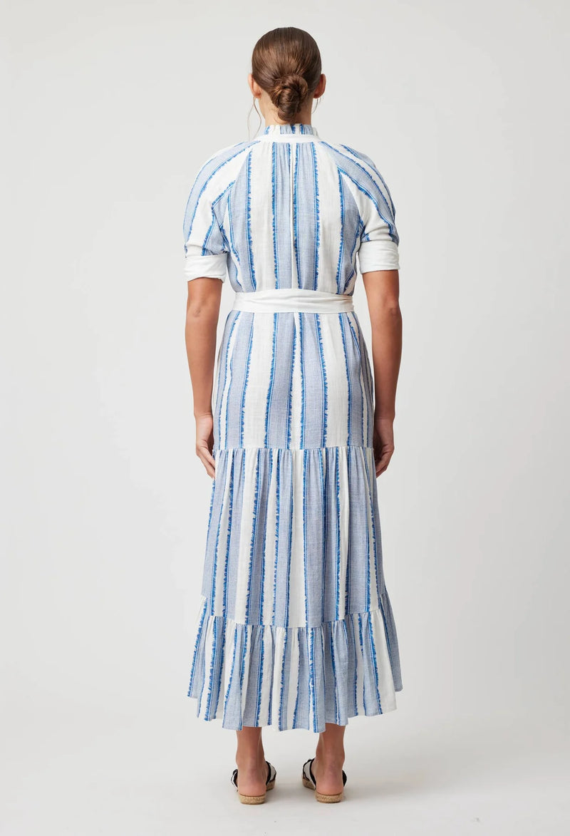 SCALA LINEN VISCOSE MAXI DRESS in Sorrento Stripe from Oncewas