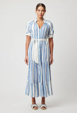 SCALA LINEN VISCOSE MAXI DRESS in Sorrento Stripe from Oncewas