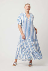 SCALA LINEN VISCOSE MAXI DRESS in Sorrento Stripe from Oncewas