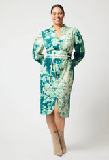 DYNASTY LINEN VISCOSE DRESS in Jade Floral from Oncewas