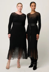 RHIANNON SHEER KNIT DRESS in Black from Oncewas