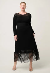 RHIANNON SHEER KNIT DRESS in Black from Oncewas