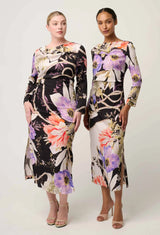 JAYDEN CUPRO VISCOSE STRETCH DRESS in Tangled Blossom from Oncewas