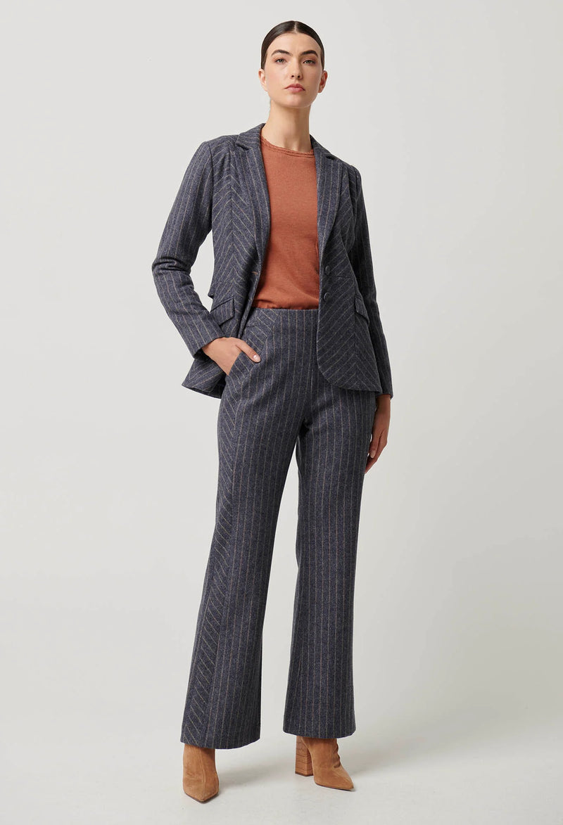 OAKLYN CHEVRON STRIPE PONTE BLAZER in Bluestone Stripe from Oncewas