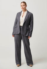 OAKLYN CHEVRON STRIPE PONTE BLAZER in Bluestone Stripe from Oncewas