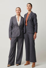 OAKLYN CHEVRON STRIPE PONTE BLAZER in Bluestone Stripe from Oncewas
