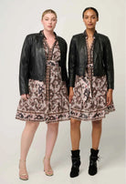 BLAIRE LEATHER HERRINGBONE STITCH JACKET in Black from Oncewas