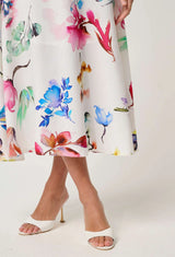 PANDOREA VISCOSE DOBBY STITCH DETAIL YOKE SKIRT in exclusive print, Plume Blossom from Once Was