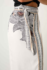 ZENOBIA CONTRAST TRIM VISCOSE DOBBY SKIRT | Ivory Casablanca