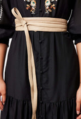 MILTON LEATHER WRAP BELT in Oatmeal from Oncewas