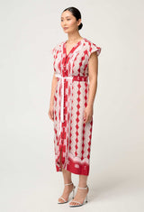 MAYA VISCOSE FAILLE MIDI DRESS | Marrakech Ruby