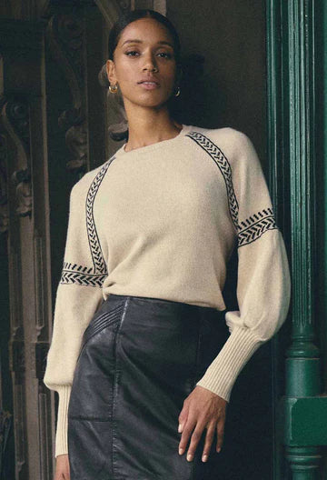 LUNA MERINO WOOL KNIT TOP in Blanca from Oncewas