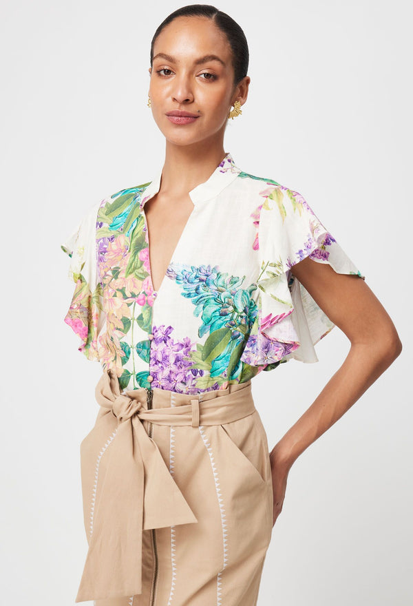 TIERRA LINEN VISCOSE TOP | Wisteria Alba