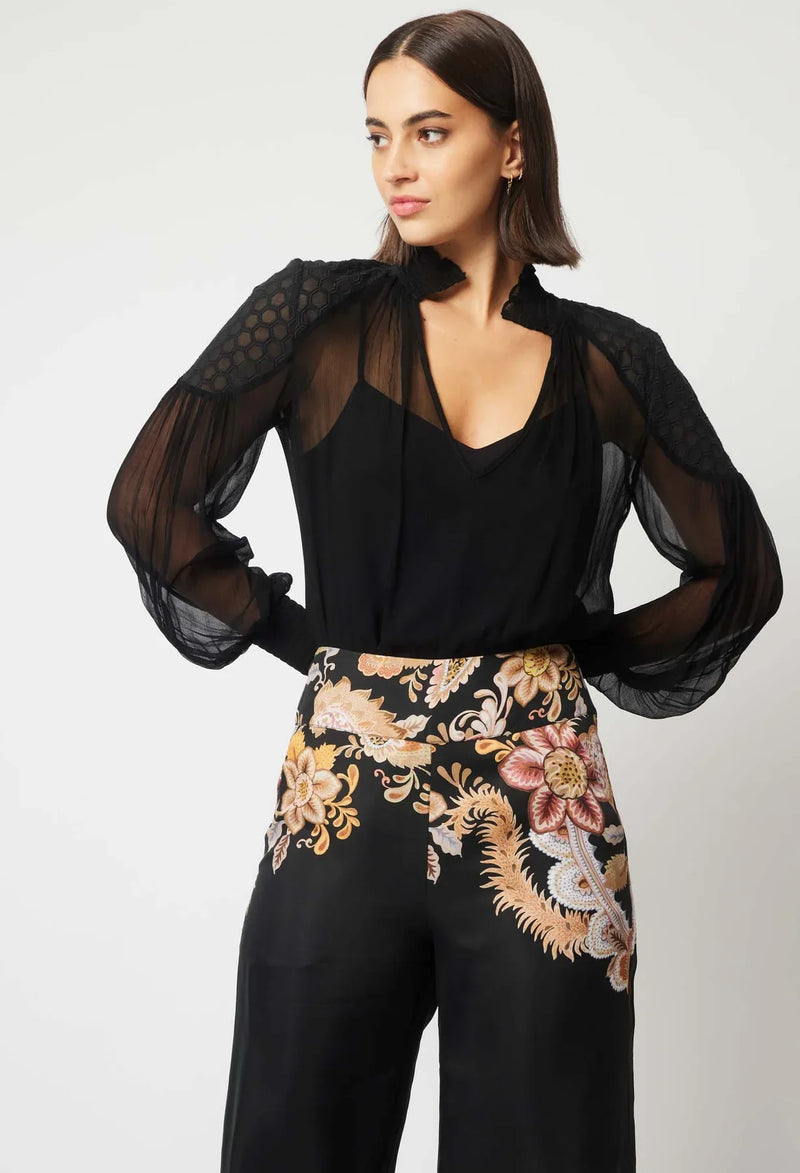 Oncewas Empress Cupro Viscose Pant in Dragon Flower available at Darling and Domain