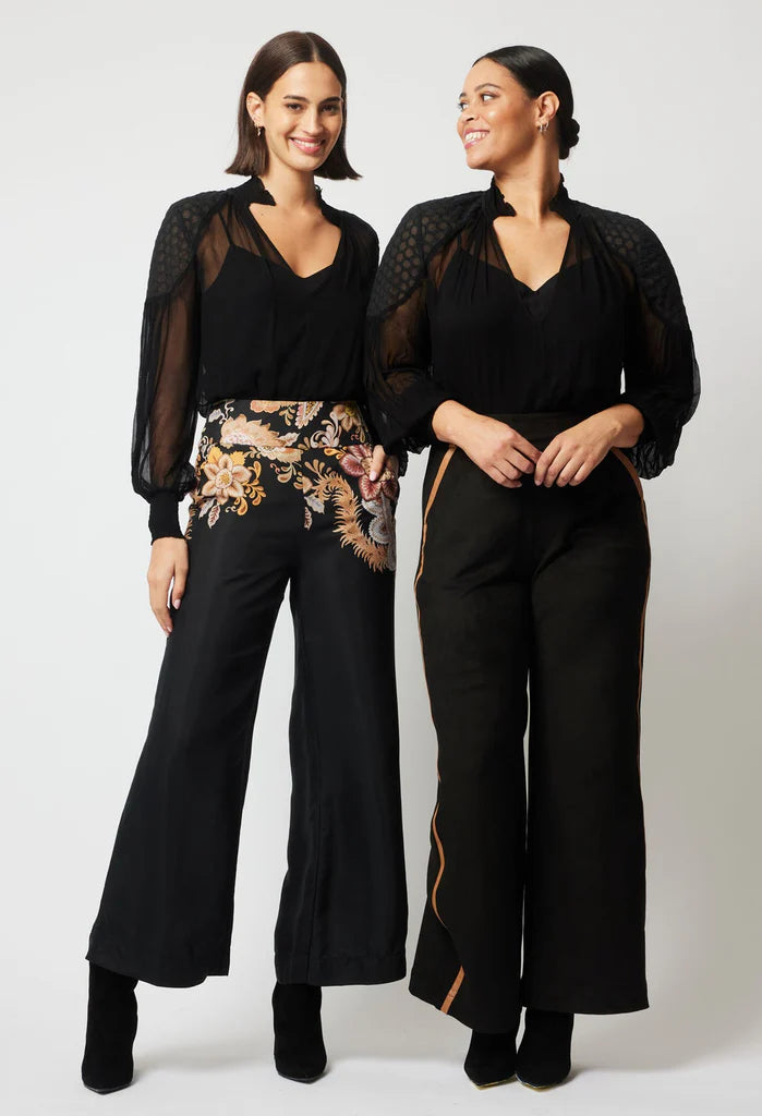 OnceWas Phoenix Viscose Chiffon Blouse in black available from Darling and Domain