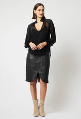 OnceWas Phoenix Viscose Chiffon Blouse in black available from Darling and Domain