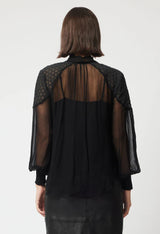 OnceWas Phoenix Viscose Chiffon Blouse in black available from Darling and Domain