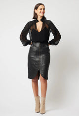 OnceWas Phoenix Viscose Chiffon Blouse in black available from Darling and Domain