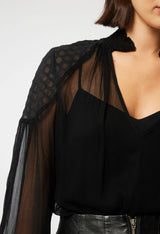 OnceWas Phoenix Viscose Chiffon Blouse in black available from Darling and Domain