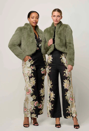 REINA FAUX FUR JACKET in Jade Mist from Oncewas