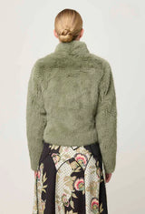 REINA FAUX FUR JACKET in Jade Mist from Oncewas