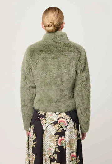 REINA FAUX FUR JACKET in Jade Mist from Oncewas