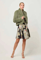 REINA FAUX FUR JACKET in Jade Mist from Oncewas