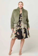 REINA FAUX FUR JACKET in Jade Mist from Oncewas