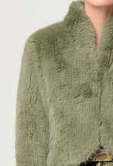 REINA FAUX FUR JACKET in Jade Mist from Oncewas