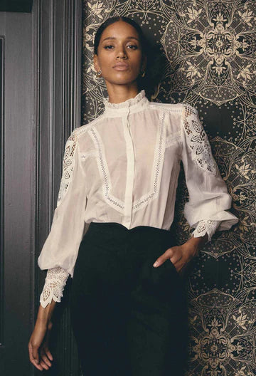 SEVILLA COTTON SILK SHIRT in Blanca from Oncewas