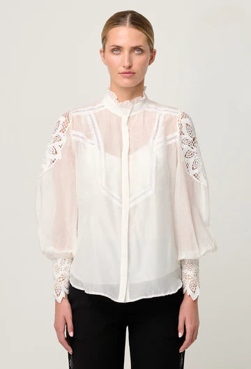 SEVILLA COTTON SILK SHIRT in Blanca from Oncewas