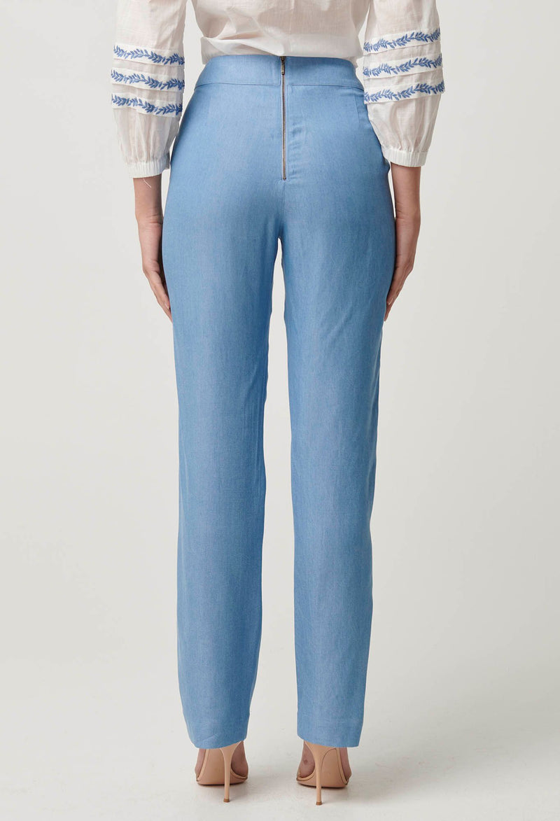 Oncewas Ophelia Tencel Embroidered Pant in cornflower