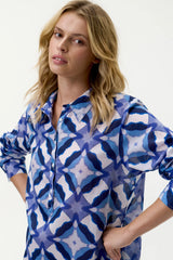 LONG GILLI DRESS | Floreat Cotton Blue Ikat