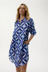MIDDY GILLI DRESS | Floreat Cotton Blue Ikat