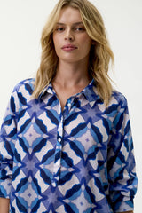 MIDDY GILLI DRESS | Floreat Cotton Blue Ikat