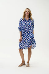 MIDDY GILLI DRESS | Floreat Cotton Blue Ikat