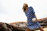 MIDDY GILLI DRESS | Floreat Cotton Blue Ikat